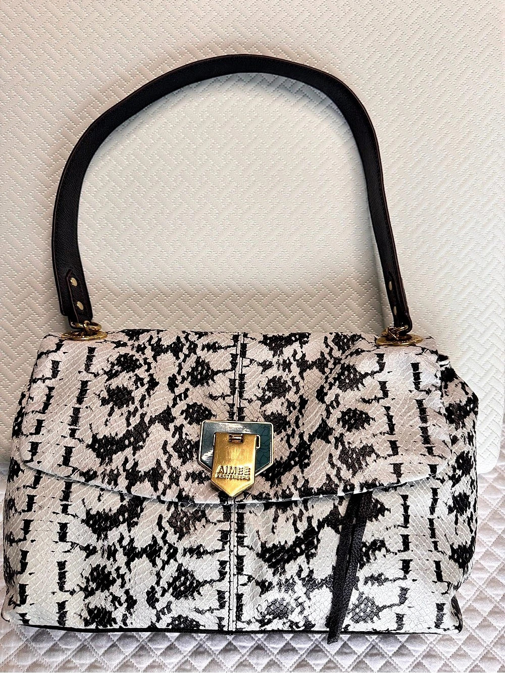 Aimee Kestenberg leather snakeskin print shoulder bag